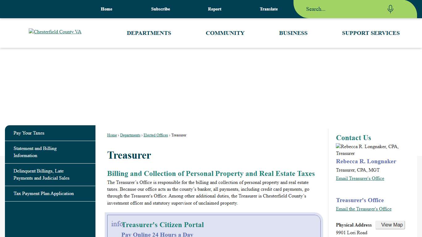 Treasurer Chesterfield County, VA